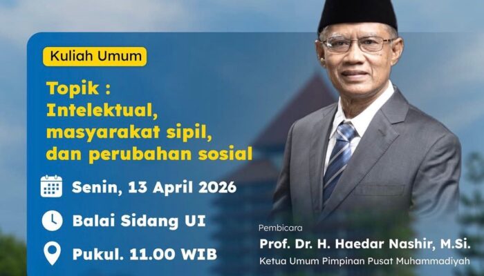 Ketum PP Muhammadiyah Hari Ini Pukul 11.00 WIB, Akan Sampaikan Kuliah Umum di UI